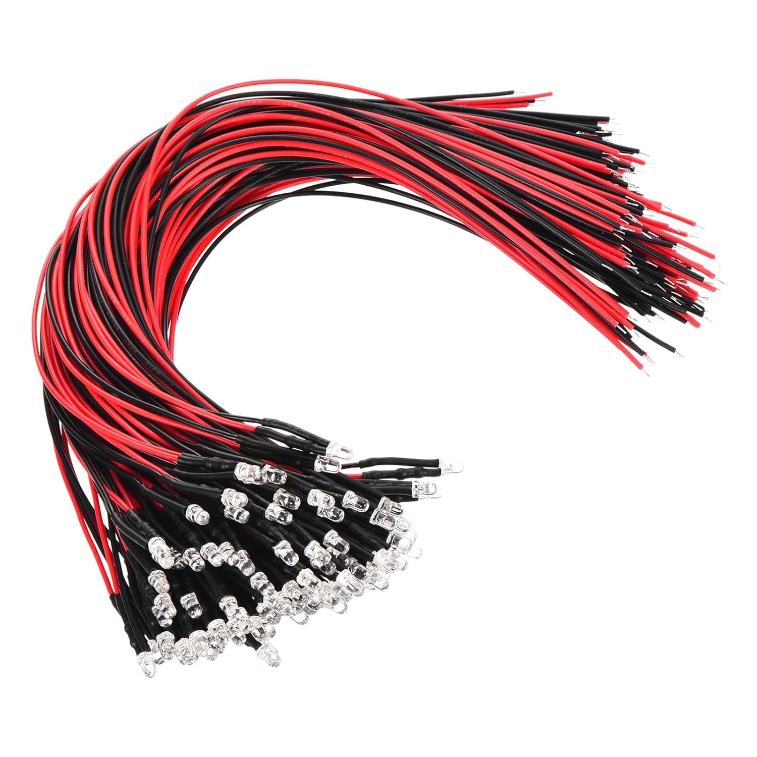 PATIKIL 3mm LED Dioden 50 Stück - Vorverdrahtet Für 3-6V DC Projekte