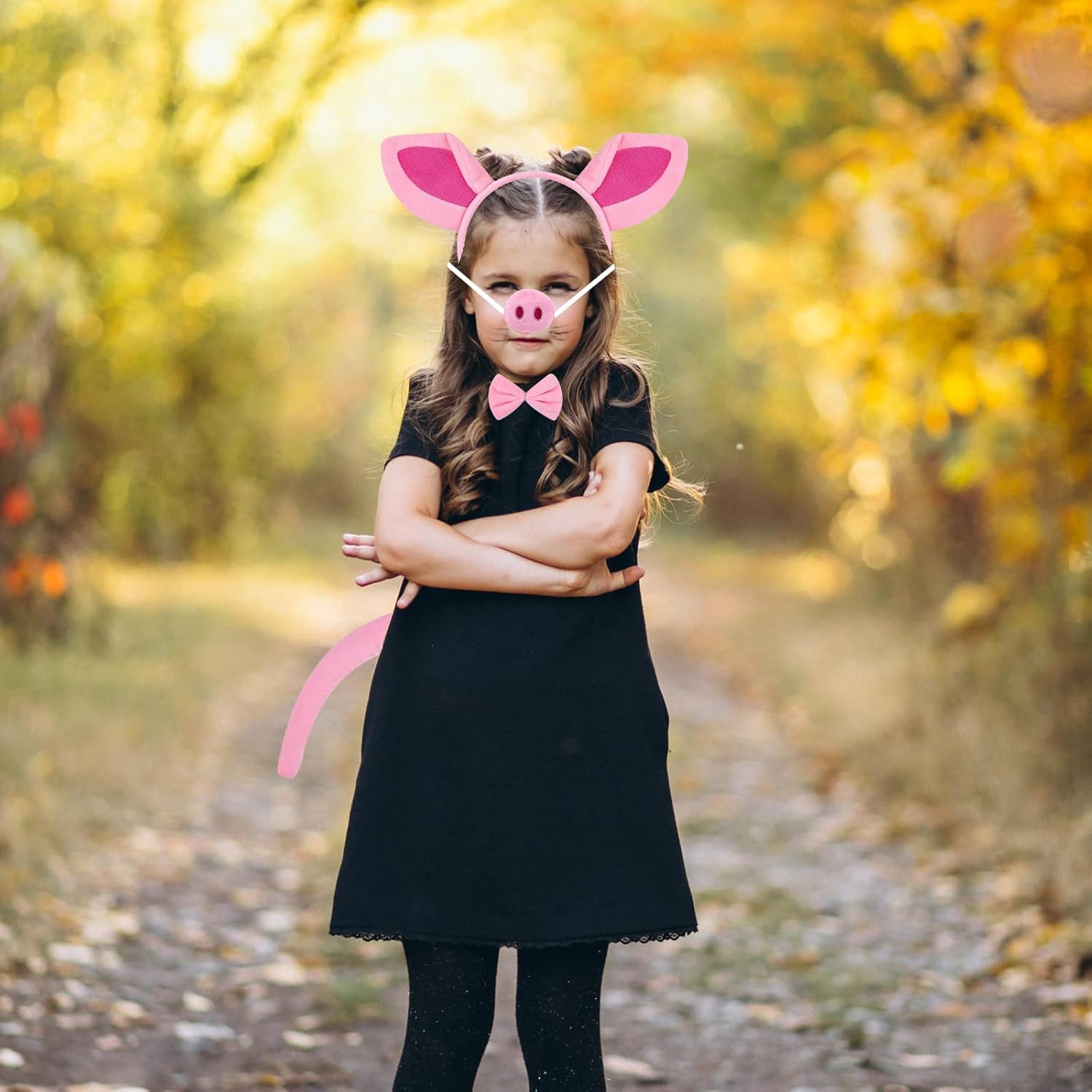 4 Pieces Pig Costume Accessories Set – Plush Pig Ears Headband, Nose, Bow Tie, and Curly Tail for Kids and Adults, Farm Animal Party, Halloween Dress-Up, School Plays, and Role Play Events - Image 4