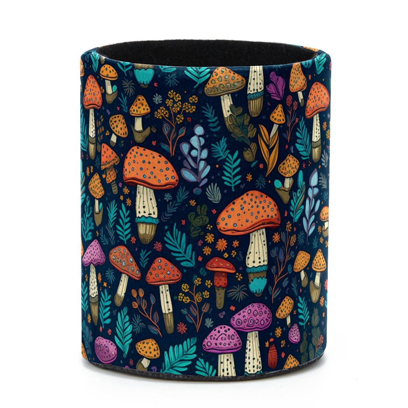 VAPOKF Round Pencil Holders for Desk, Leaves with Mushroom Pen Holders Pen Pot Makeup Brushes Storage Desktop Stationery Supplies Organiser for Home Office