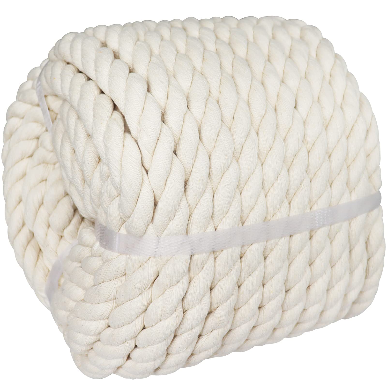 Twisted Cotton Rope 1/2 inch x 98 feet Natural White Rope for Crafts, Macrame Projects, Decoration, Hammock, Basket Making