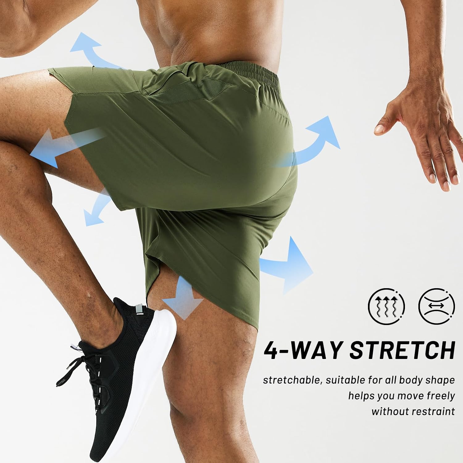  Men's 5 Inch Inseam Running Shorts, Quick-Dry with Pockets | Workout, Athletic, Lightweight Breathable Fabric, Soft Elastic Waist, Inner Drawstring, Side Split, Machine Washable thumbnail