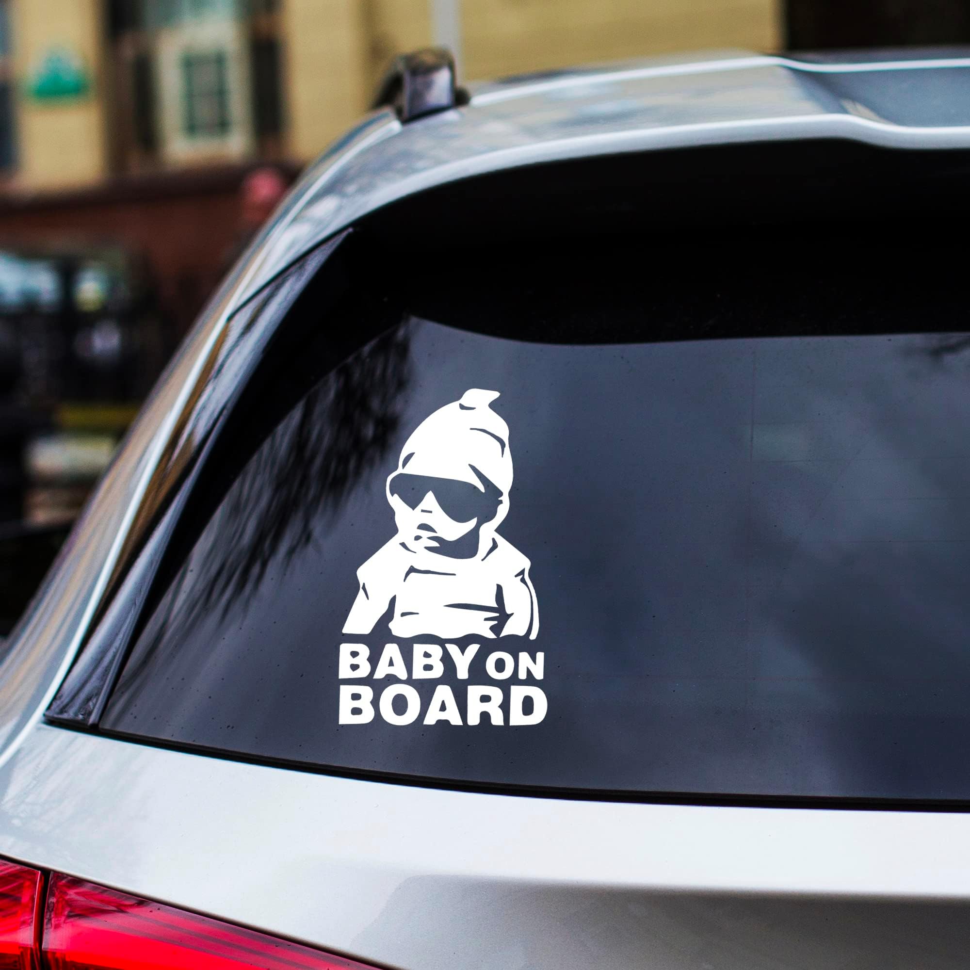 Baby On Board Car Sticker - Reflective Yellow, Funny "Little Dude" Design - View #9