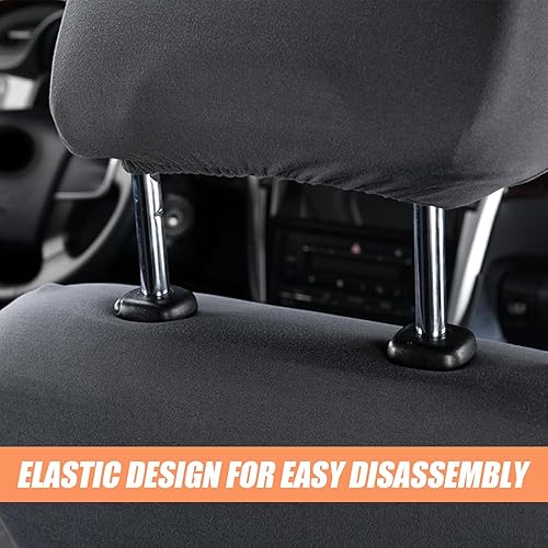 Miniatura 9 de 2 fundas para reposacabezas de asiento de automóvil, 9 x 10.6 pulgadas, tejido elástico, transpirable, totalmente rodeado, simple, protector