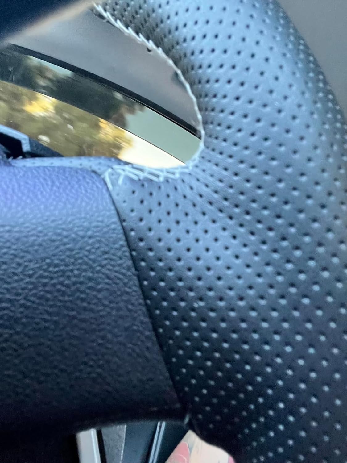 MEWANT Hand Stitch Black Artificial Leather Steering Wheel Cover Wrap for Toyota Prius 4 Prius Prime Mirai