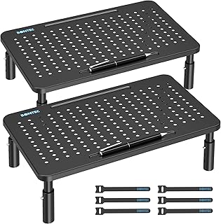 BONTEC 2 Pack 3 Height Adjustable Monitor Stand Riser with Pen Holder, Ergonomic Metal Laptop Stand with Cable Management,... Price In India
