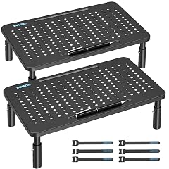 BONTEC Monitor Stand 2 Pack Height Adjustable Metal Riser with Pen Holder Black 14 5 x 9 1