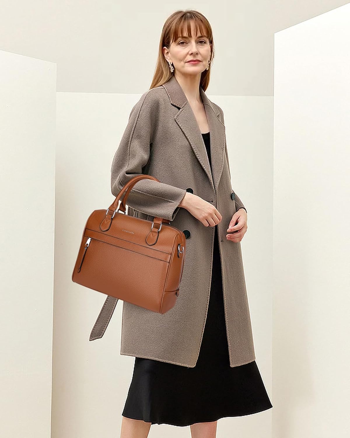 Over Earth Genuine Leather Satchel Top-Handle Handbags for Women Ladies Crossbody Bag - Image 2