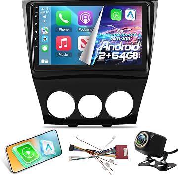 NHOPEEW Aftermarket Radio for Mazda RX8 RX-8 RX 8 2003-2011 9 inch Touchscreen RX8 Android Radio - DSP/EQ, 5G/WiFi, Wireless Carplay and Android Auto, Mirror Link, SWC + Backup Camera + Canbus