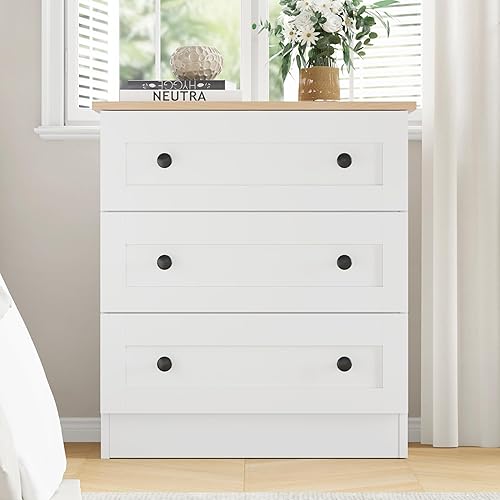 Miniatura 7 de Cómoda de 3 cajones para dormitorio, cajoneras pequeñas, mesita de noche de madera de granja, mesita de noche, mesa auxiliar de armario moderno,