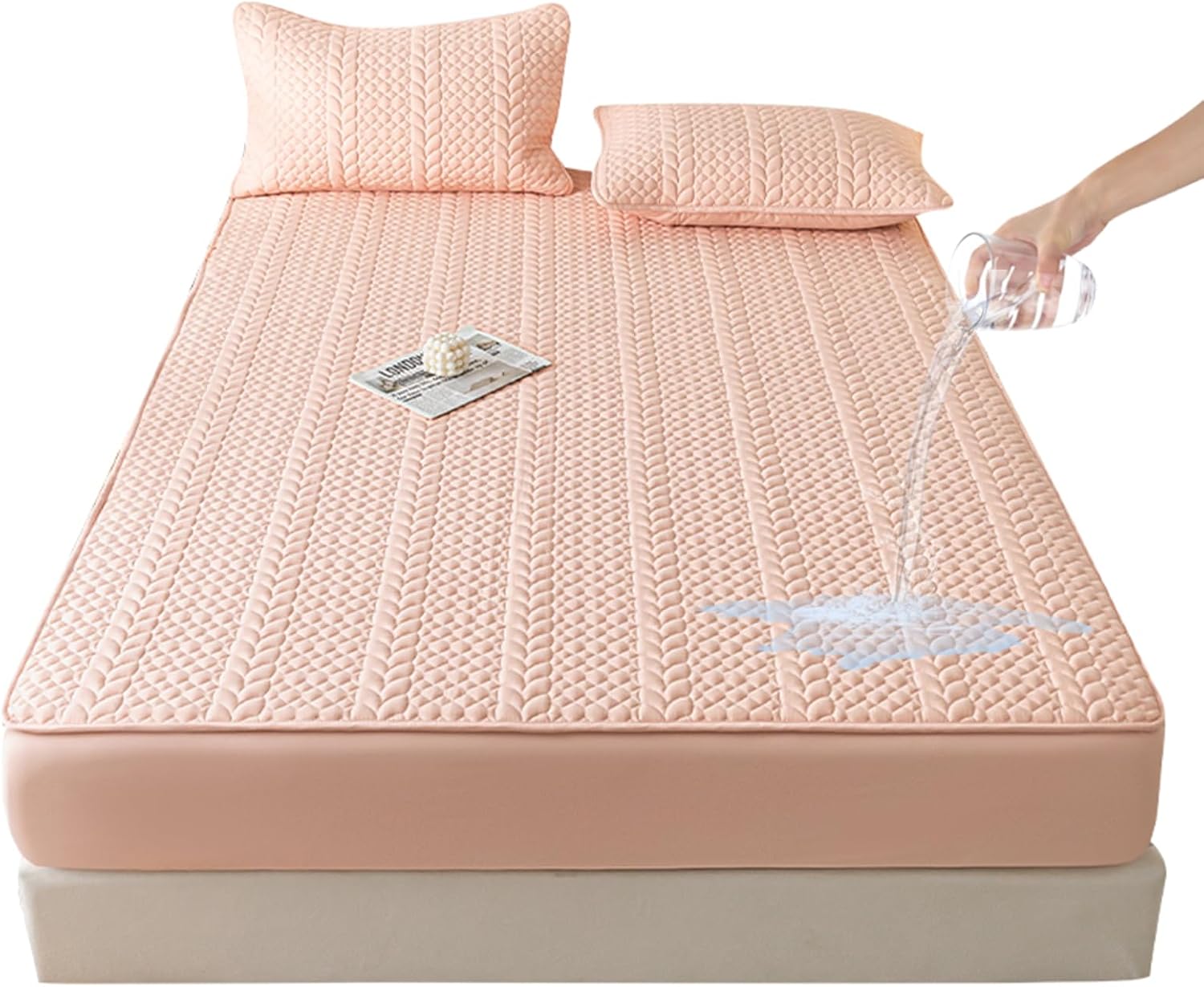 Waterproof Mattress Protector,Queen Waterproof Mattress Cover,Queen Mattress Protector, Breathable and Skin Friendly Queen Bed Cover for 15" Deep Pocket (Gray, Queen)