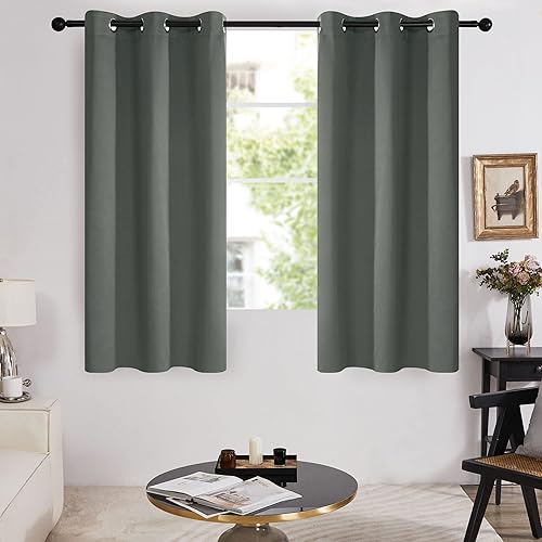 Miniatura 2 de Deconovo Cortinas 100% opacas con forro negro, cortinas con ojales que reducen el ruido con aislamiento térmico, oscurecimiento de habitación de