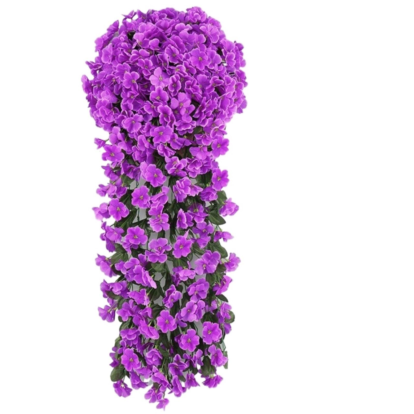 Dcrxz Artificial Flowers 2pcs 85CM Violet Vine Artificial Flower Party Home Decoration Simulation Valentine Day Wedding Decor Wall Hanging Orchid Fake Flower(Purple red)
