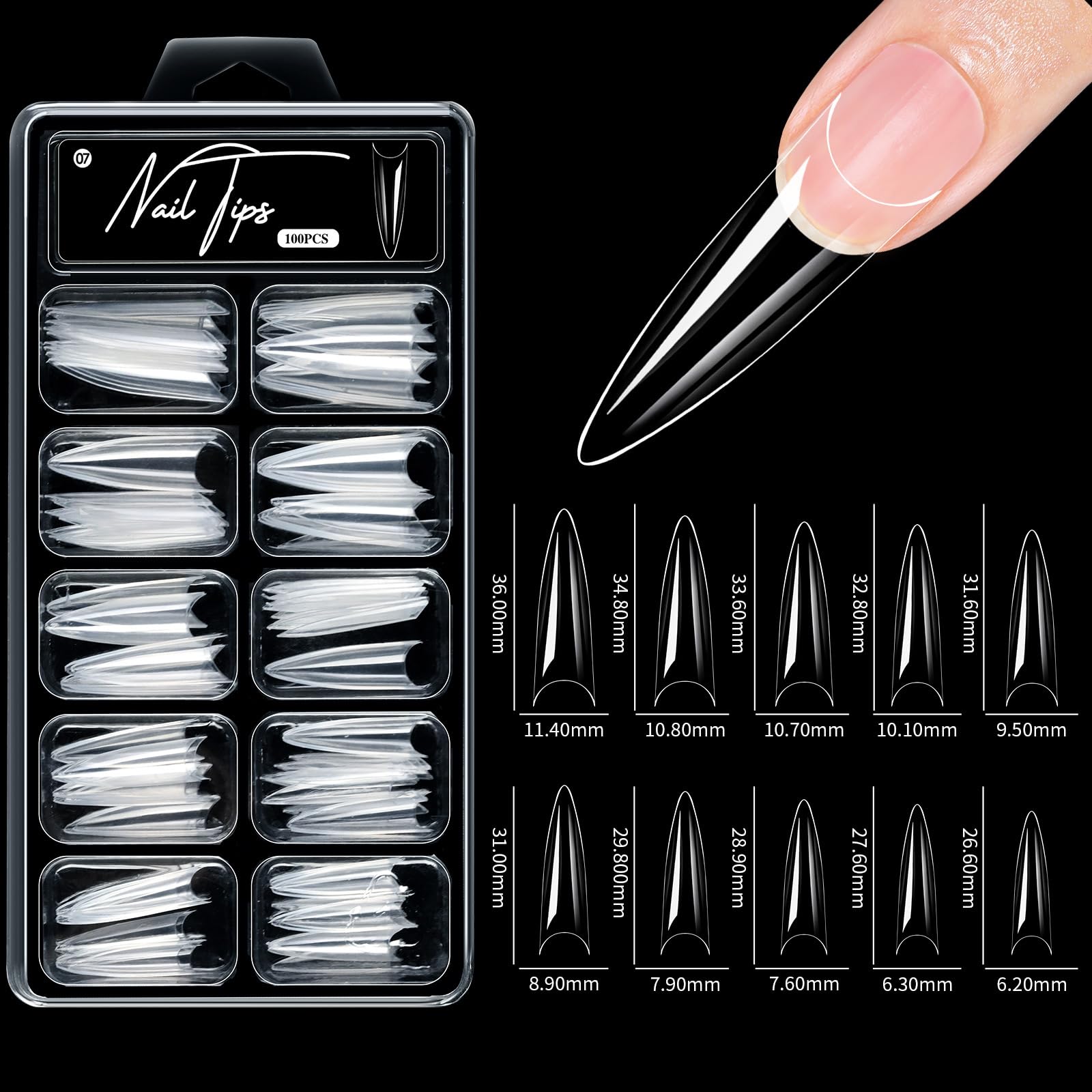 FRUJCDKI Short Coffin Nail Tips, 100 Pcs Acrylic Half Cover Nail Tips Coffin, No C Curve Gel Tips Short, Nail Extension Tips for Beginner and Professional 12 Sizes (Style 7)