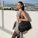 20L Travel Duffel Bag for Women Girls, Small Personal Item Carry on Bag for Airplane, Puffer Weekender Overnight Work Tote Bags, Yoga Dance Gym Bags, Black