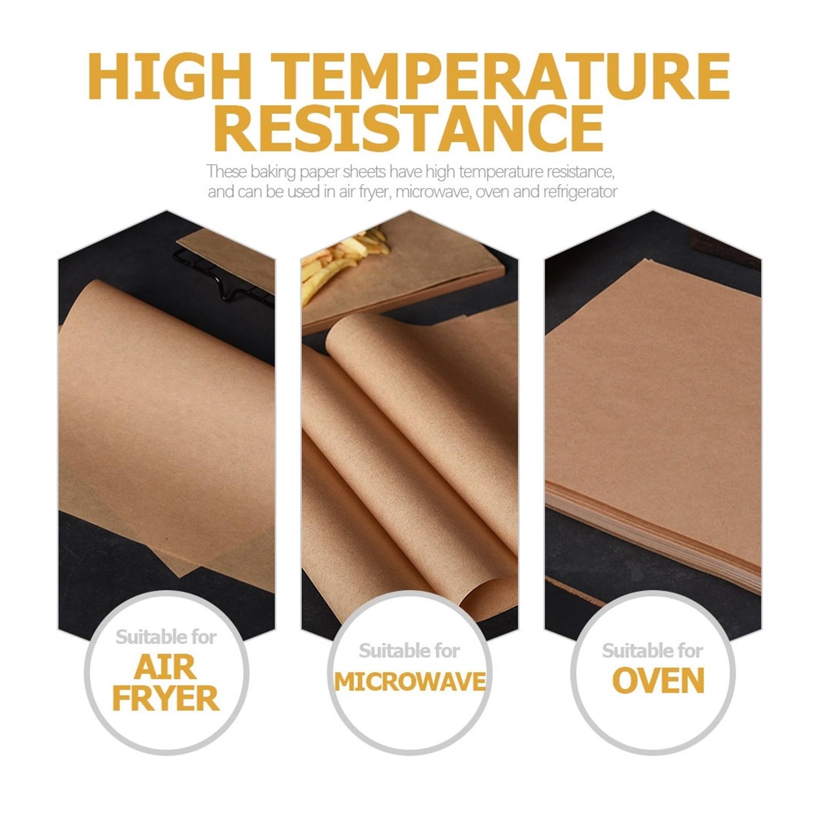 Hojas de papel pergamino a prueba grasa, 100 unidades revestimientos for hornear compatibles con horno, freidora aire apta for microondas y refrigerador