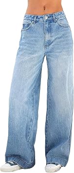 Women Wide Leg Jeans Baggy Denim Pants High Waist Loose Straight Trousers and Girl Streetwear