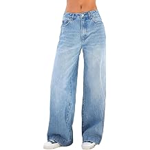 Women Wide Leg Jeans Baggy Denim Pants High Waist Loose Straight Trousers and Girl Streetwear