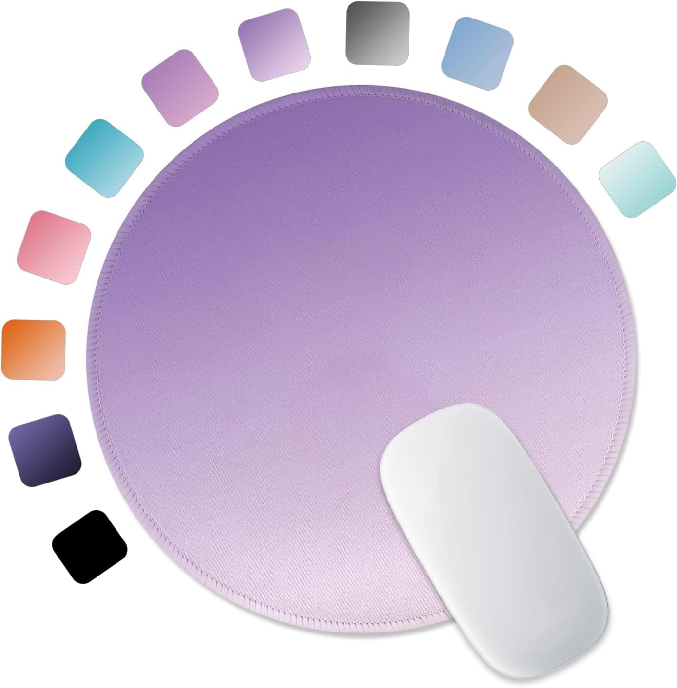 ITNRSIIET Mouse Pad Non-Slip Rubber Base Smooth Surface Stitched Edges Waterproof Durable Compatible with All Mice for Office & Gaming, Desk Accessory, Diameter 8.7 inch, Lavender Gradient