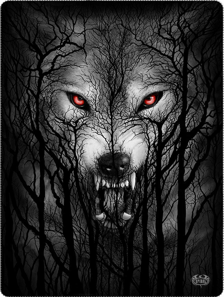 Spiral - Forest Wolf - Fleece Blanket with Double Sided Print - L
