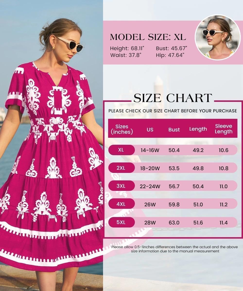 RITERA Plus Size Dresses for Curvy Women Floral Boho Maxi Dress Summer Sundress for Church or Wedding XL-5XL (14W-28W)
