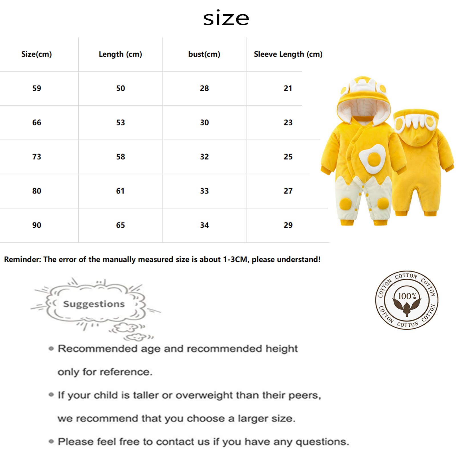 FACAI Mameluco De Bebé Recién Nacido con Estampado De Dibujos Animados Mamelucos De Bebé De Invierno Mono De Niña Bebé Mamelucos De Manga Larga,Q-73cm