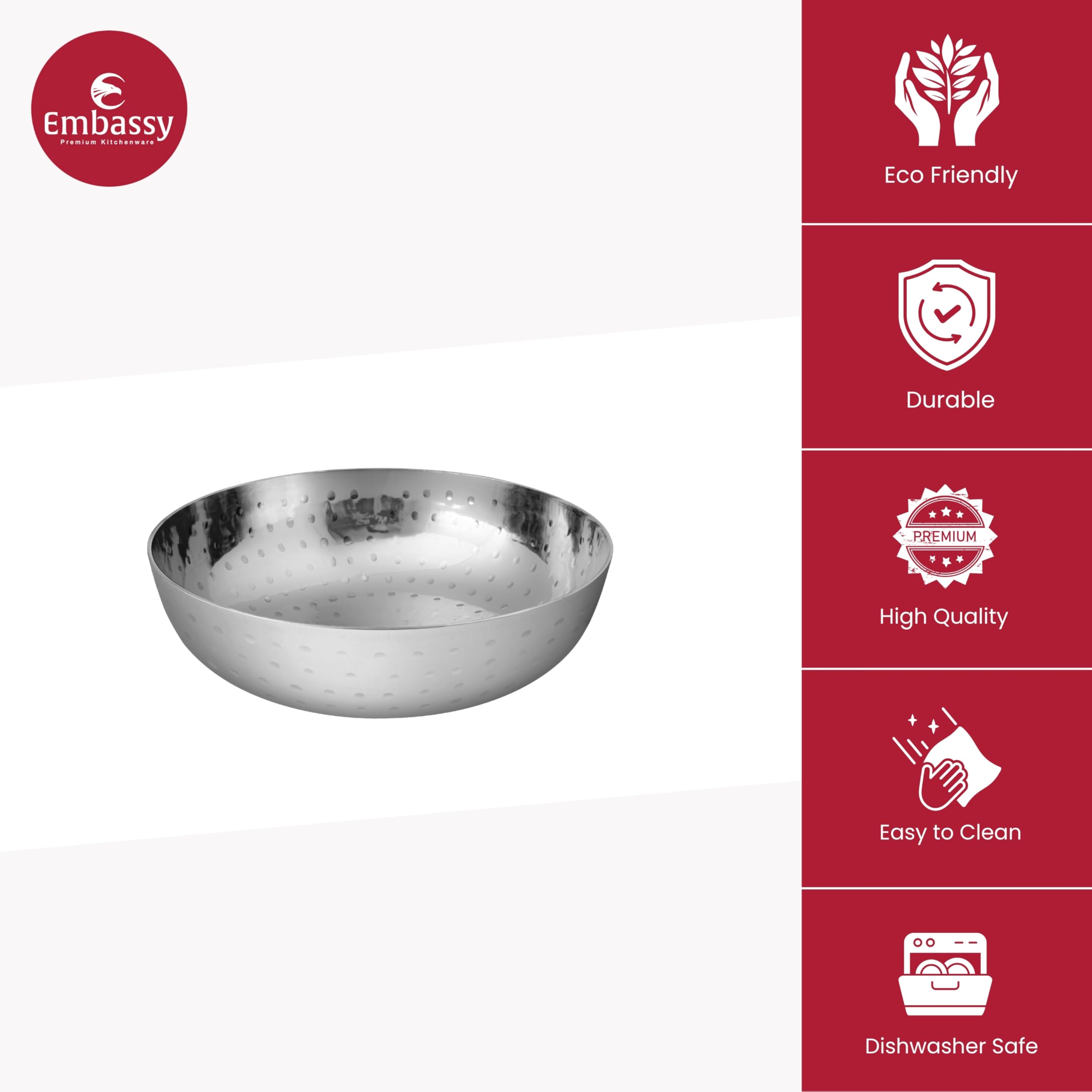 EMBASSY Stainless Steel 20.5 cm Hammered Tasla/Kadai Without Handle |Capacity - 1.3 Litre | Size - 10 | Even Heat Distribution | Induction Friendly | Ideal for Cooking Curries, Stews, and More. - Image 6 thumbnail
