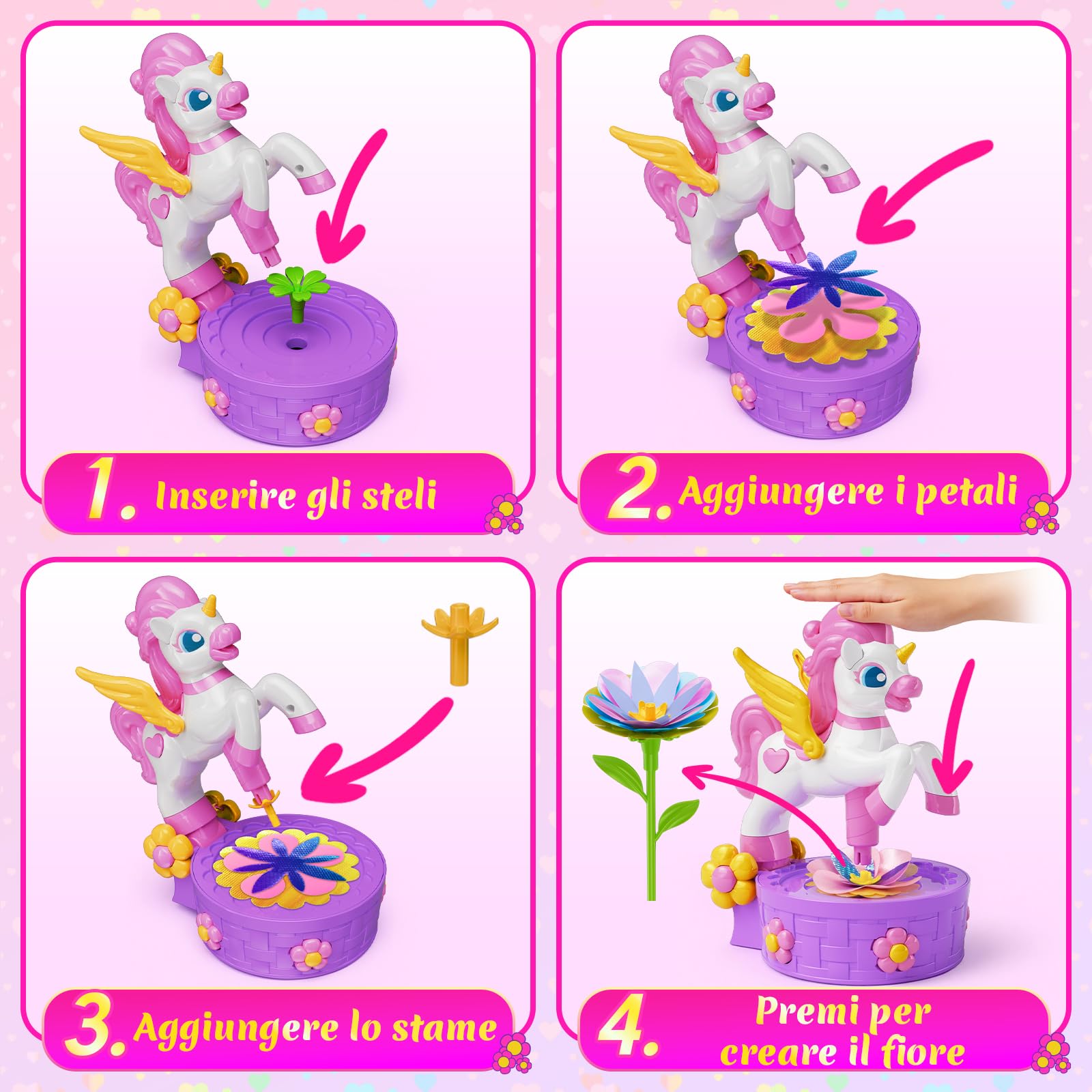 Unicorno Kit Lavoretti Creativi per Bambini, Fai Da Te Artigianale Laboratorio dei Fiori Regalo Giocattoli Creativo per Bambina 4 5 6 7 8 9 10 Anni Giocattoli Bambina 3-10 Anni per Compleanno e Natale