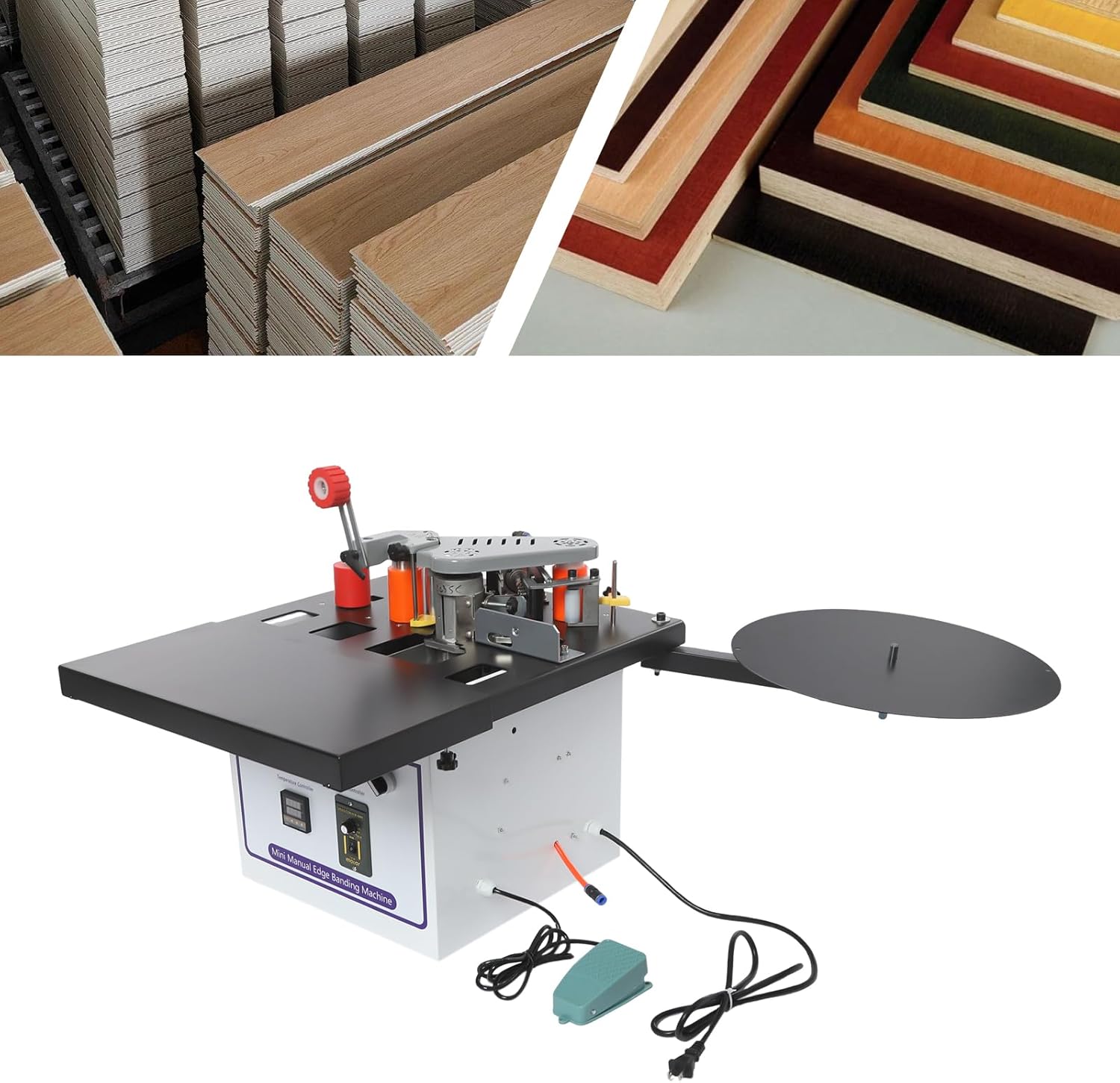 Edge Banding Machine Set, Desktop Edge Banding Machine 2~6m / min Woodworking Edge Bander Banding Machine Stepless Electronic Speed Regulation Curve And Straight Line Double-Sided Coating