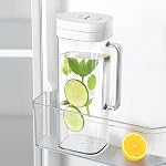 SlimFit 2 Quart (2 Liter) pichet avec couvercle - Pot d'eau pour porte du réfrigérateur - Échec 64oz pichet en plastique avec couvercle - Conteneur de boisson pour jus, Thé glacé, Café, Sans BPA en plastique, Noir