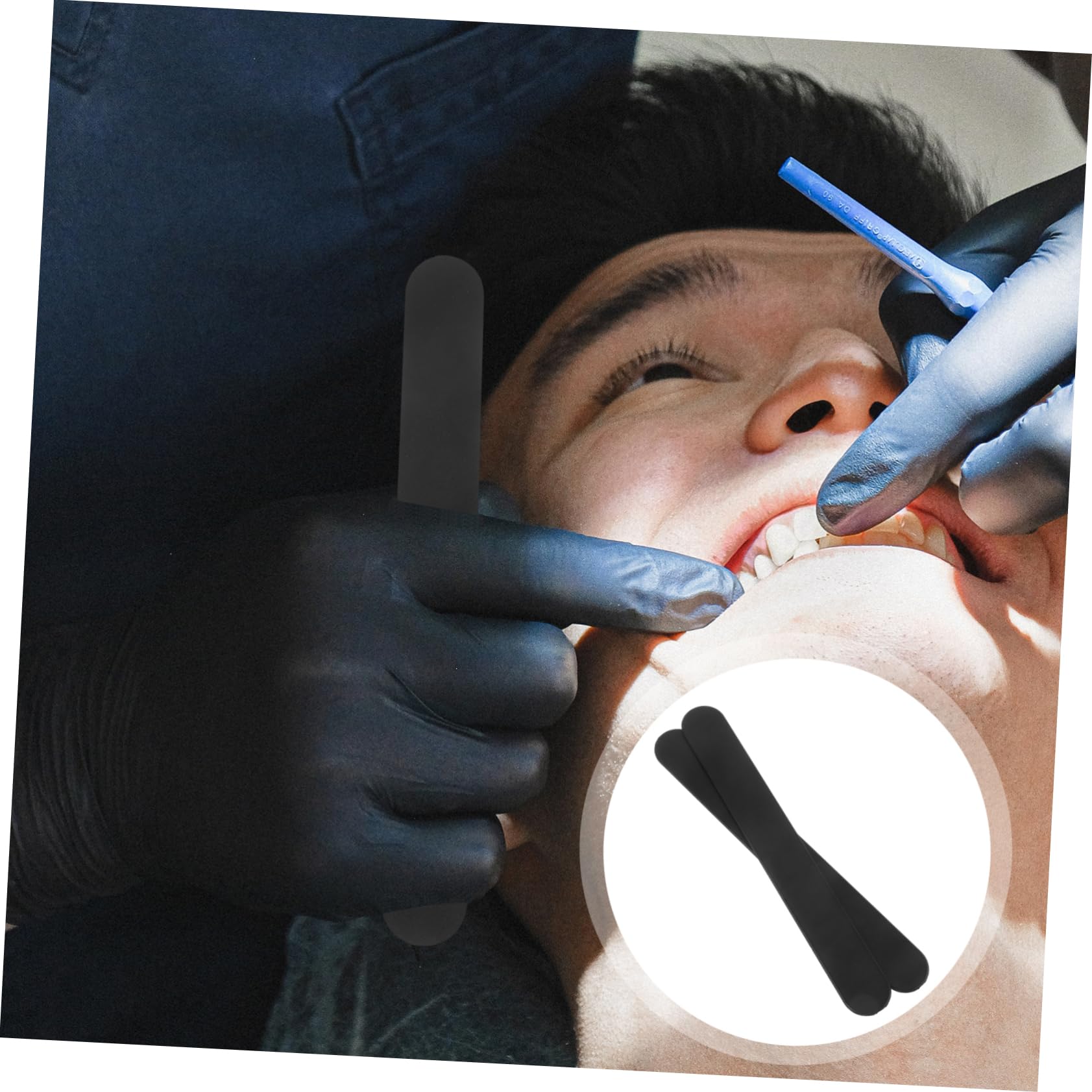 VILLFUL 25 Pcs Spatula Scraper Depressors for Oral Care Oral Care Sticks Plastic Black