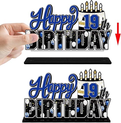 Miniatura 9 de LINGTEER Juego de centros de mesa de acrílico dorado con texto en inglés "Happy 50th Birthday", decoraciones de regalo para fiestas de cumpleaños 50
