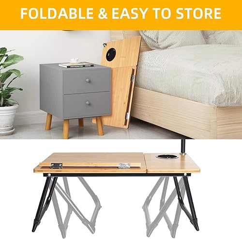 Miniatura 9 de wishacc - Escritorio para laptop en cama, mesa de escritorio ajustable de bambú con cuello de cisne para tablet para laptop, tableta, teléfono,