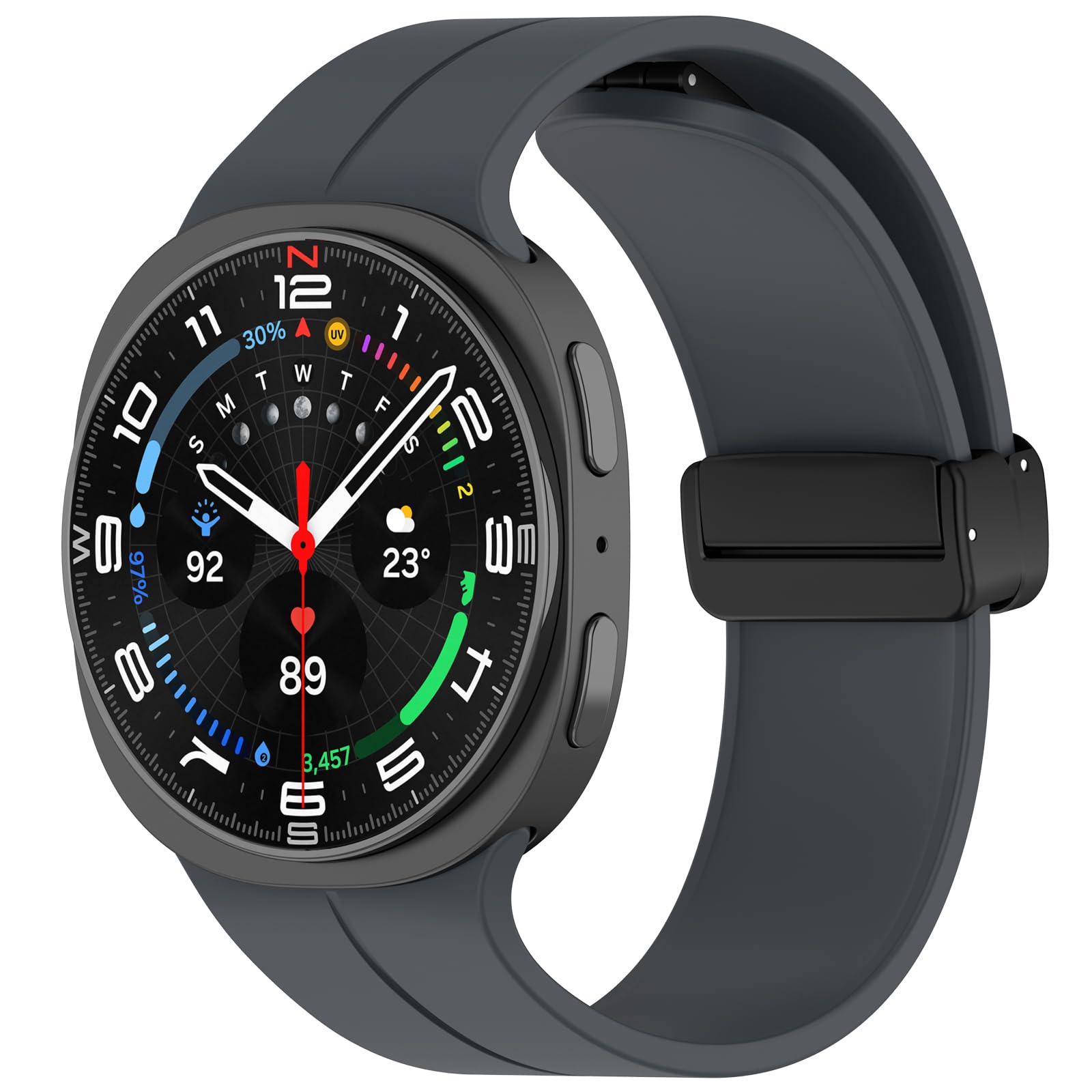 Magnetic Watch Straps Compatible with Samsung Galaxy Watch Ultra 2 Strap,Silicone Sport Replacement Wristband with Magnetic Folding Buckle for Men Women (Gray)