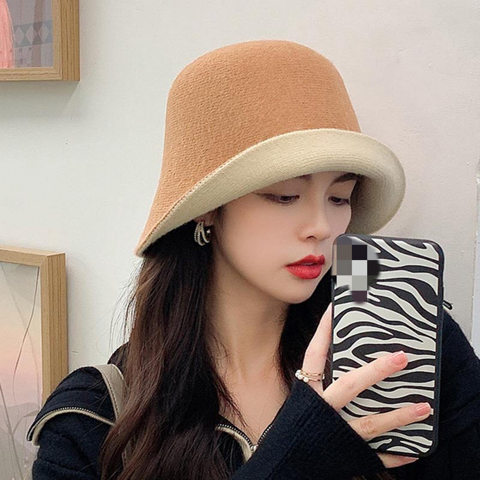 Chapeau bob pour femme multifonction double face solide tricoté chapeau de pêcheur chaud loisirs