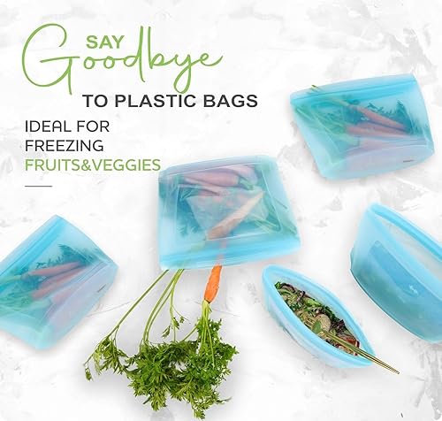 Miniatura 10 de Zip Standing Bolsa de almacenamiento de alimentos de silicona reutilizable, contenedor de almacenamiento de alimentos, bolsa de sellado reutilizable