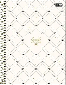 Tilibra - Caderno Espiral Capa Dura Universitário Connect 10 Matérias West Village 160 Folhas - Fundo Branco E Laços Pretos