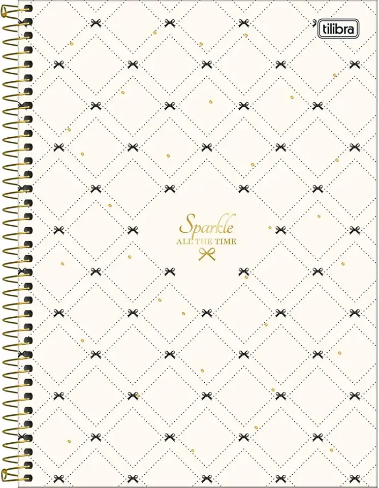 Tilibra - Caderno Espiral Capa Dura Universitário Connect 10 Matérias West Village 160 Folhas - Fundo Branco E Laços Pretos