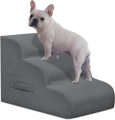 Escaleras para perros y escalones para camas altas, 3 escalones de espuma de alta densidad, rampa impermeable para perros y gatos pequeños,