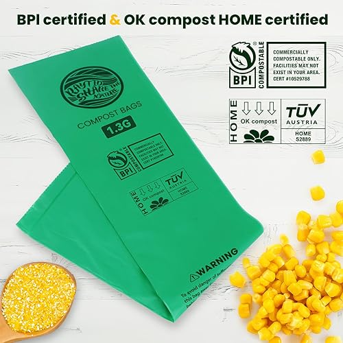 Miniatura 3 de Bolsas de abono de 1.3 galones, 100 unidades, pequeñas bolsas de basura compostables para encimera de cocina, contenedor de compost de 0.75, 1.2,