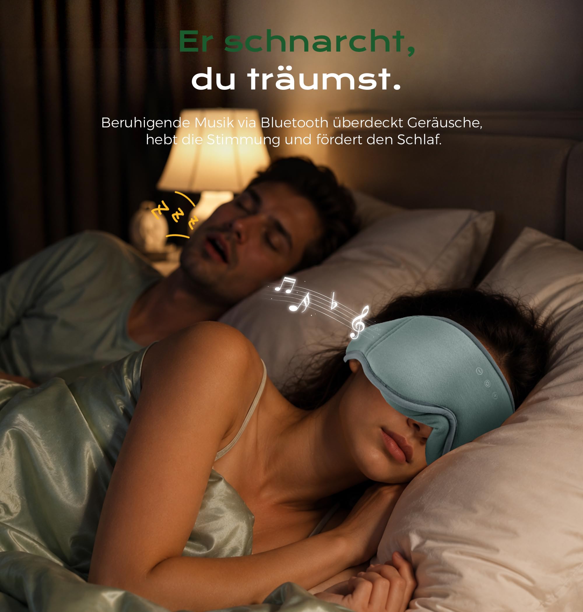 MUSICOZY Schlafmaske mit kopfhörer | 100% Schatten 3D Schlafkopfhörer schlafmaske Bluetooth Weich Augenmaske aus Bio-Bambus-Baumwolle für Reisen,erholsamen| Bluetooth 5.4 Schlaf Kopfhörer