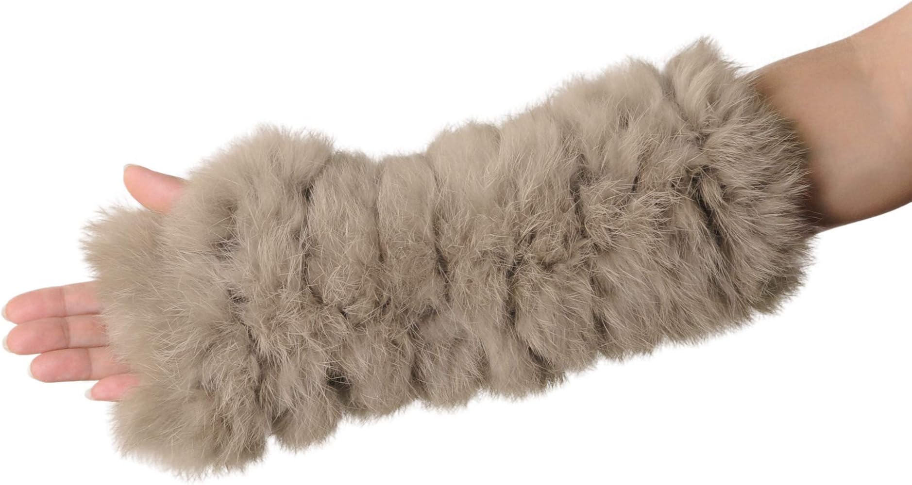 Amazon | [三京商会] ラビットファー ニット アーム ハンド ウォーマー