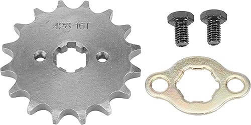 F FIERCE CYCLE Cadena 428 16T 0.669in piñón delantero motocicleta tono titanio para ATV UTV 110cc 125cc 140cc 150cc 160cc motor