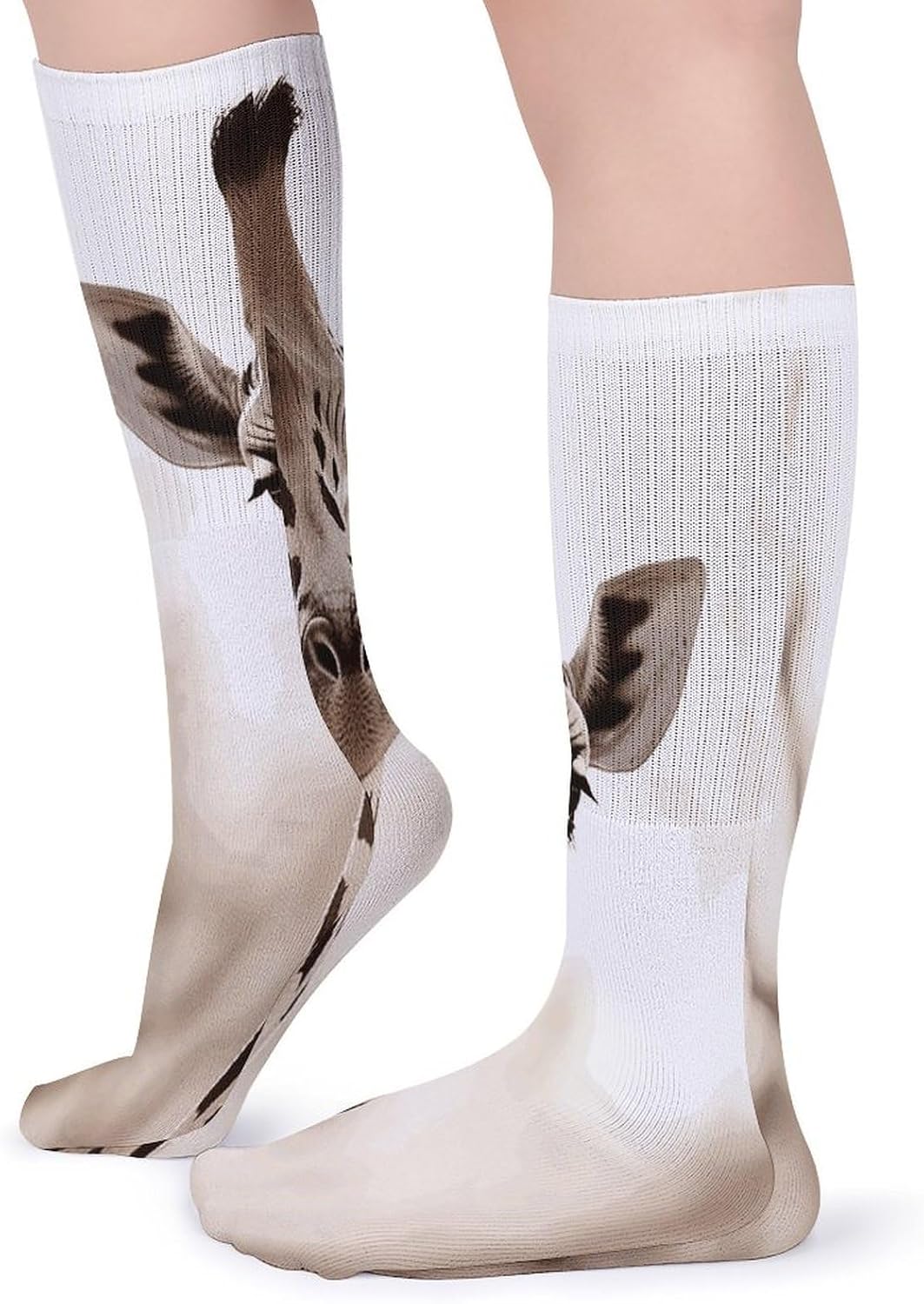 Giraffe Knee High Socks Cozy Knee High Socks Soft Mid-Length Sock for All Seasons Daily Wear Adult