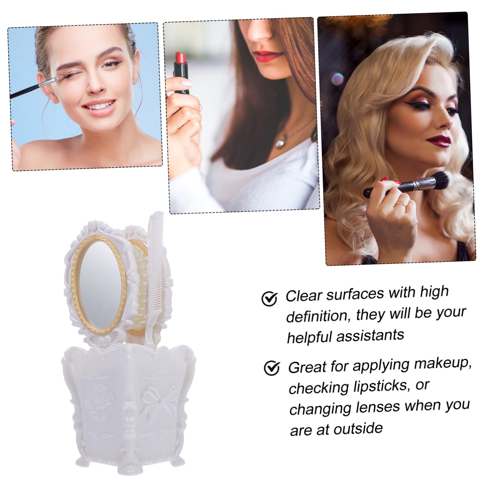 Beaupretty Set Compacto de Plástico Blanco Portátil de Peine Antiestático para Cuidado del Cabello y Adecuado Tipo de Cabello, Adecuado para Obsequio