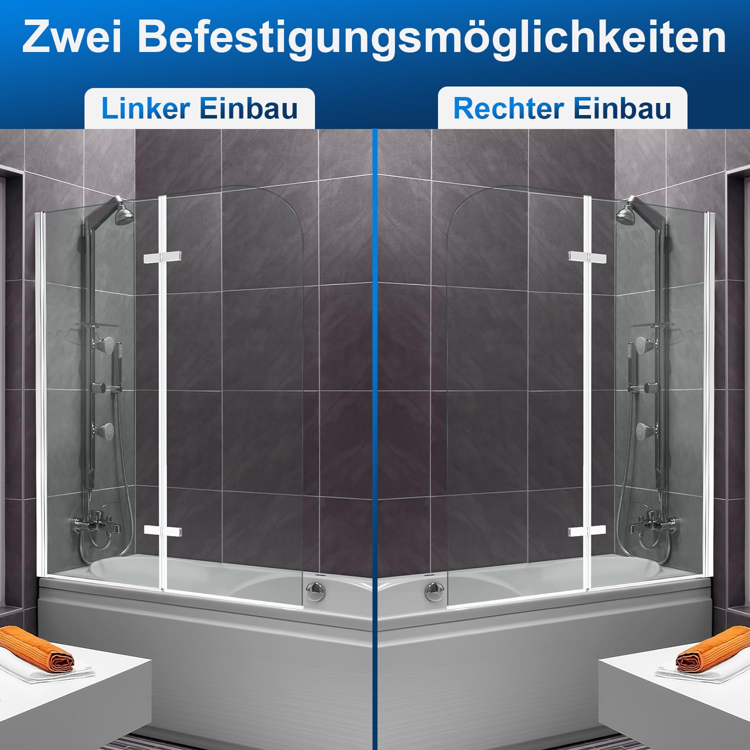 Mampara de ducha para bañera de 100 x 140 cm, 2 piezas, plegable, color plata transparente, mampara de ducha de cristal templado de 6 mm, accesorio para bañera, moderno, protección