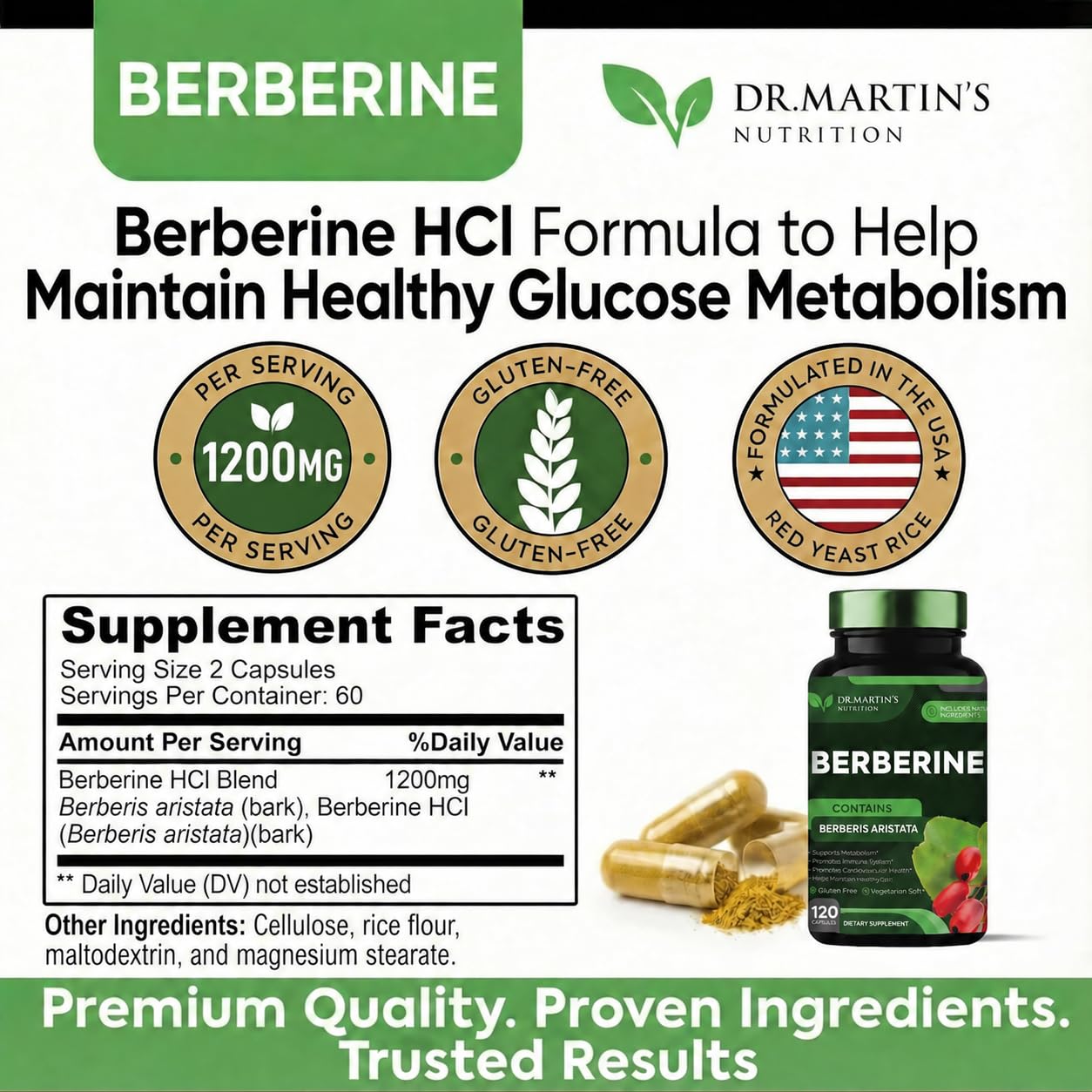 Potent 1200mg Berberine Supplement | 120 Capsules | Berberine HCL For Glucose Metabolism | Supports Healthy Weight Management, Healthy Immune System | Improves Cardiovascular & Gastrointestinal Health — Amazon image 7