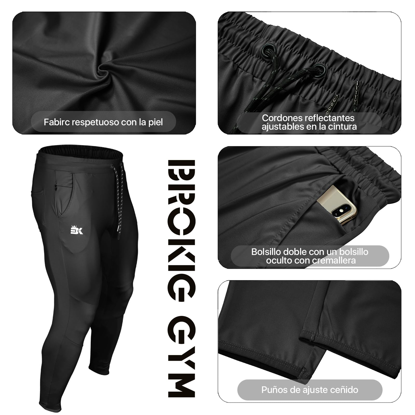ZENWILL Pantalon Chandal Elástico Hombre Jogger Deporte Gym | Pantalon Gimnasio Hombre Cremallera Bolsillo, Pantalones Deportivos Ligeros Hombre, Pantalón Chandal Largo Entrenamiento