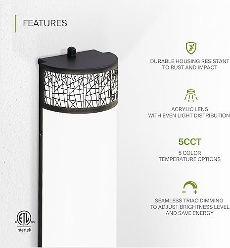 Miniatura 3 de ASD Lámpara LED de tocador de baño de 18 pulgadas, moderna, regulable de 20 W, 2700 K-5000 K, ajustable, para montaje en pared, luces de baño negras