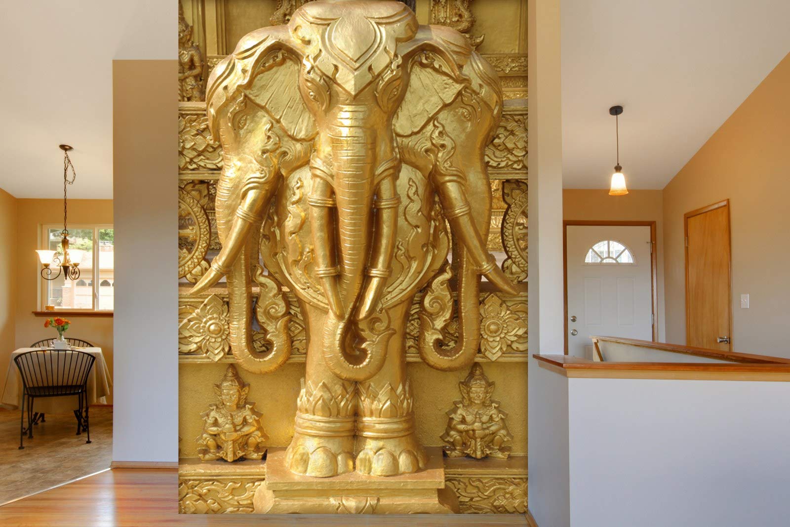 999STORE 3D Print Latest Door Living Room Bed Room Home Hall Wall Stickers Sheet roll Floral Flower Golden Flowers and Elephant Mural 3D Wallpaper (Vinyl Self Adhesive 24X36 Inches) NonW230851 (B07R6DG3LG) Amazon Price History, Amazon Price Tracker
