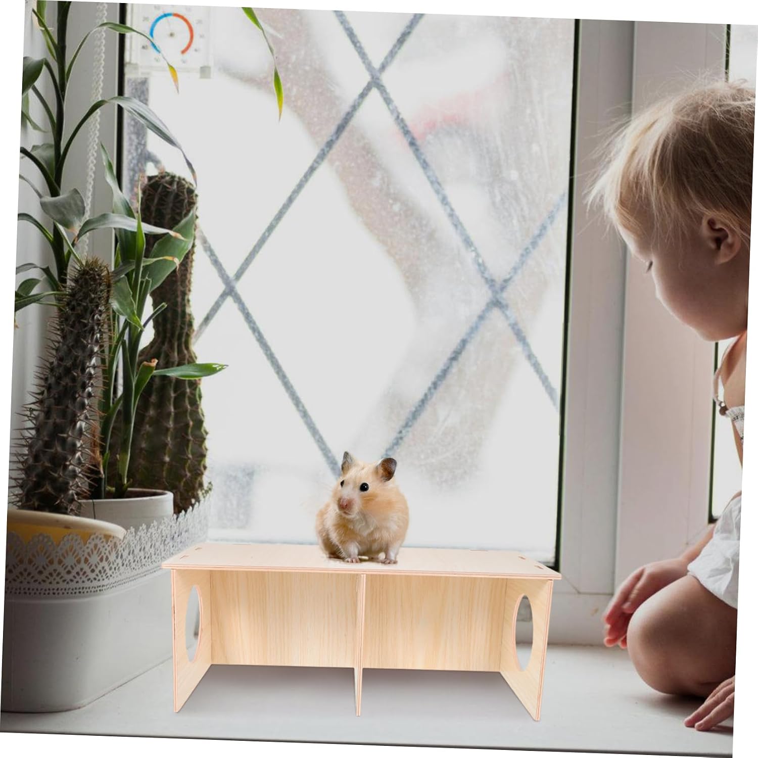 TOYANDONA Solid Wood Small Animal Habitat Multi-Chamber Hamster Maze House Wooden Small Pet Nest Hidden Chambers